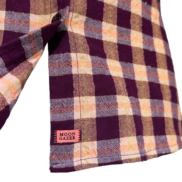 scotch soda pink organic cotton Checked Oversized moon gazer button up Shirt XS - Picture 2 of 13